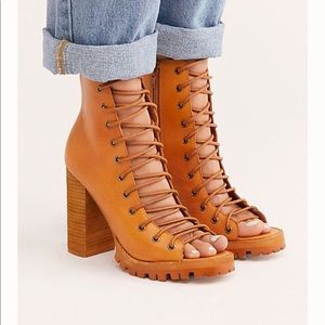 Free People x Jeffrey Campbell Lace Up Heel Boots